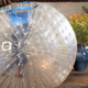 Sockless man in large translucent ball, Clare Crawley